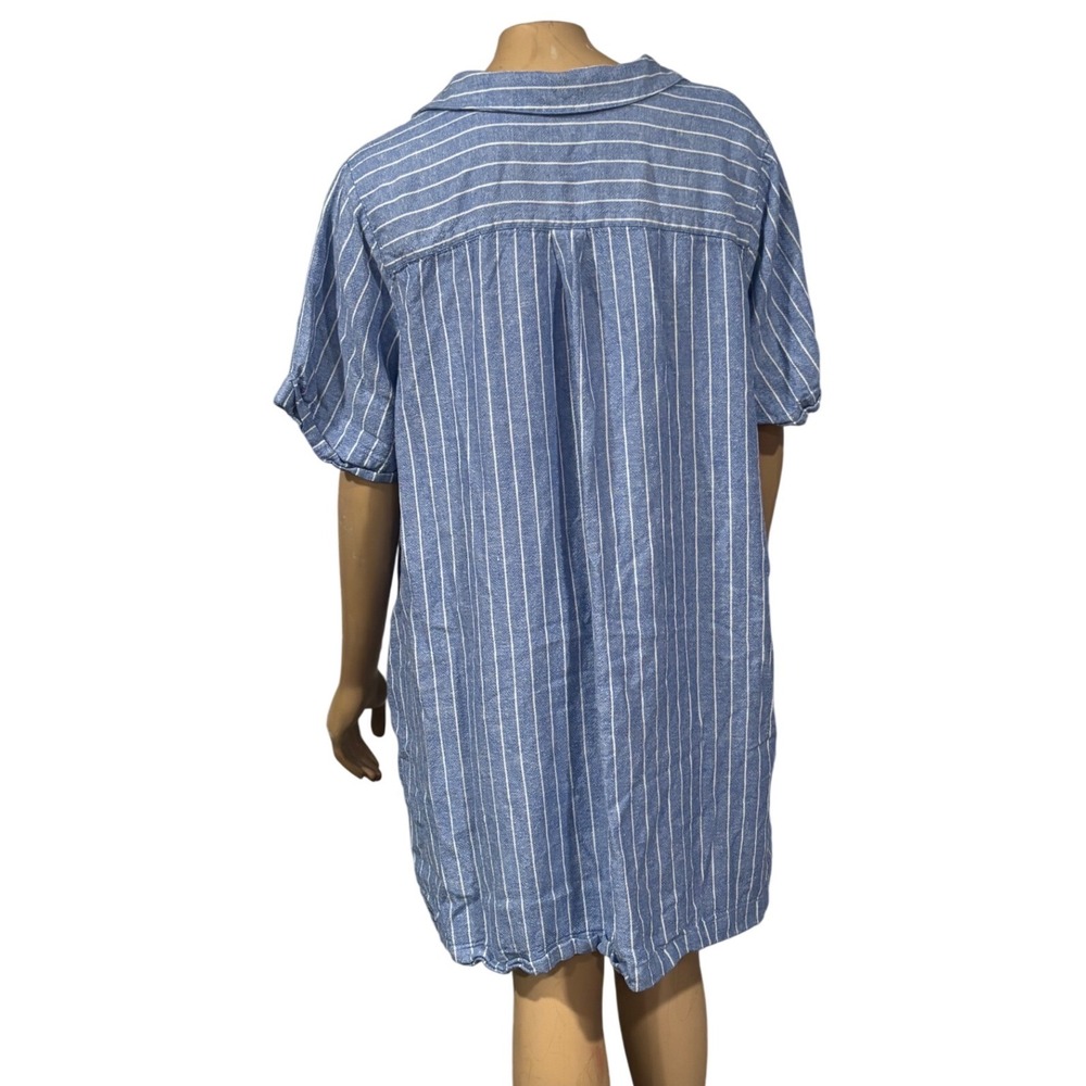 Old Navy Striped Linen Blend Short Sleeve Button Front Shirt Dress XXL - Picture 3 of 5